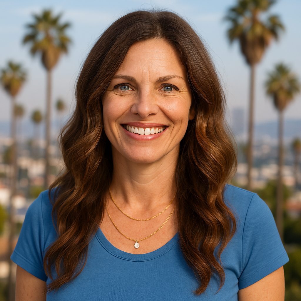 Smiling 45-Year-Old Woman in Los Angeles Outdoors – Natural Beauty & Confidence